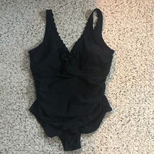 Black scalloped top swimsuit